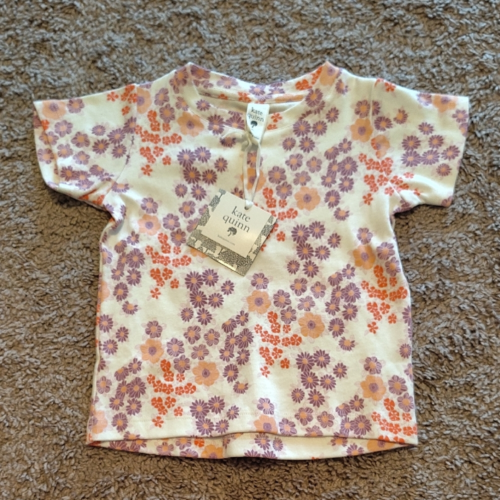 Kate Quinn Kids Floral Tee - Purple and Orange